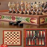 Jim Shore Heartwood Creek - Deluxe Chess Checkers Backgammon Set
