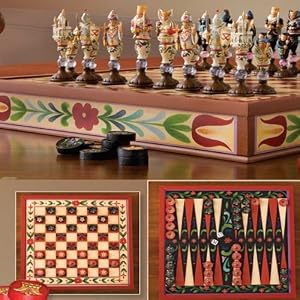 Jim Shore 3 In 1 Chess Checkers Backgammon Set by Jim Shore