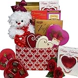 Whole Lot of Love, Hugs and Kisses Chocolate and Candy Gift Box with Teddy Bear - Valentine's Day