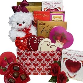 Whole Lot of Love, Hugs and Kisses Teddy Bear Gift Box with Chocolate and Candy Treats