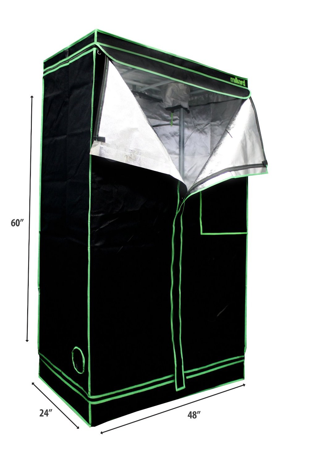 Milliard 48" X 24" X 60" 100% Reflective Hydroponic Mylar Grow Tent With Wind.. 23 61ryMH6LgbL