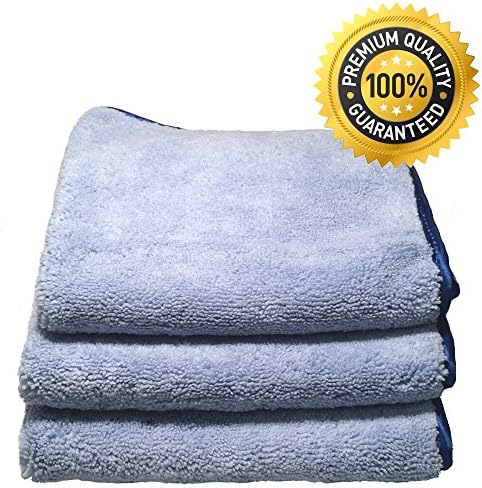 Auto Detailing Towels - Professional Grade Premium 75/25 Split Microfiber Cloth 16" X 16" 520 GSM (Pack of 3) - Best Microfiber Cleaning Cloth Preferred By Professional Detailers. The Cleaning Microfiber That's Super Thick, Very Absorbent with Silk Banded Edges, Scratch-free & Lint-free - 100% Guaranteed