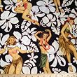 Aloha Hula Girls Pin up Fabric in Black (3 Yards Total)