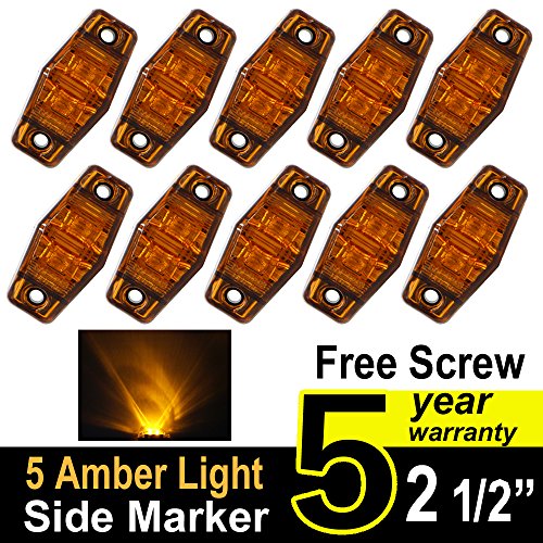 10 pcs TMH 2.5″ 10 pcs Amber Light & Lens Super Flux Side Led Marker, Trailer marker lights, Led marker lights for trucks, RV Cab Marker light Red, Rear side marker light, Surface Mount LED