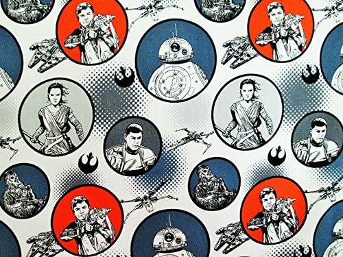 STAR WARS THE FORCE AWAKENS BADGES WHITE #3605 COTTON QUILT BTY CAMELOT FABRIC
