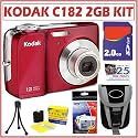 Kodak Easyshare C182 12MP Digital Camera in Red + 2GB Accessory Kit