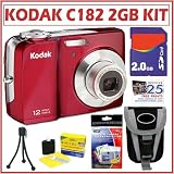 Kodak Easyshare C182 12MP Digital Camera in Red + 2GB Accessory Kit
