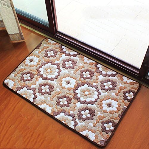 DocBear Jacquard Doormats Coral Velvet Bathroom Rugs,Soft and Absorbent Non-slip Bath Mat (20 x 31 inch, Sunflower)
