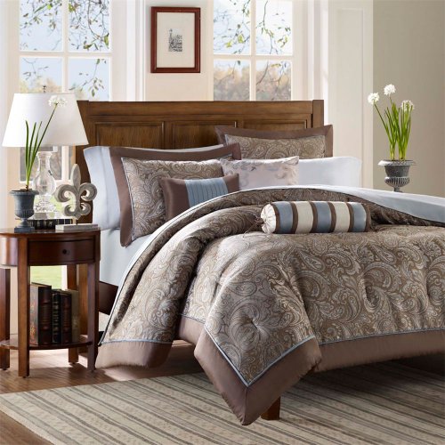 Madison Park Aubrey 6 Piece Jacquard Duvet Cover Set - Blue - Queen Madison Park Aubrey 6 Piece Jacquard Duvet Cover Set - Blue - Queen