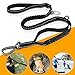 Fashion&cool Heavy Duty Dog Leash Especially Large Dogs Up to 150lbs, 6 Ft Reflective Dog Walking Training Shock Absorbing Bungee Leash Car Seat Belt Buckle, 2 Padded Traffic Handle Extra Control