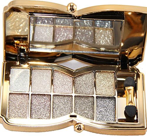 QzoneFire Womens 10 Colors Waterproof Make UP Glitter Eyeshadow Palette with Brush and Mirror