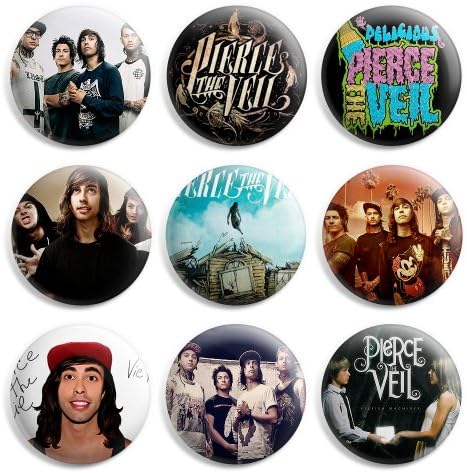 Pierce The Veil Pinback Buttons Pin Badges 1 Inch (25mm) - Pack of 9