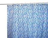 Famous Home Fashions Tiles Vinyl 5-1/2-Gauge Shower Curtain, Blue