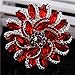 Urberry Crystal Diamond Flower Brooch Pin for Women Girls Brides (Red)