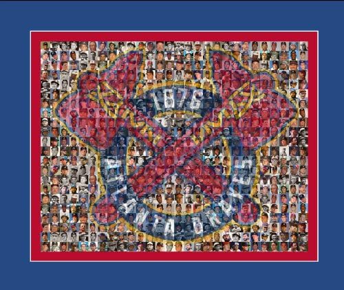 Atlanta Braves Player Mosaic Photo Art, Designed Using Past and Present Player Images. 11x14" Matted