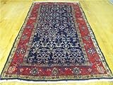 IMAGE OF 5'1 x 10'2 Navy Blue Persian Hand Knotted Wool Hamedan Runner Rug