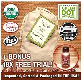 NaturOli Soap Nuts / Soap Berries. 2 lbs. (320+ loads) USDA CERTIFIED ORGANIC! "Select" seedless. Rated "best" eco-friendly, natural laundry detergent. Green Dot Award Winner. 100% chemical free. + Extreme 18X trial - A $5.95 FREE BONUS!