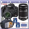 Canon EOS Rebel XS (a.k.a. 1000D) SLR Digital Camera w/ 18-55mm IS Lens + Canon 55-250mm IS Lens + Two (2) Transcend 8GB Memory Cards + 3-Year Warranty + Shooters Package
