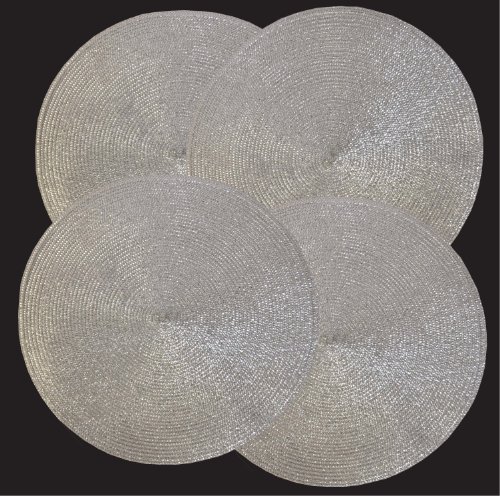 Set 4 Holiday Shiny Round Table Placemats Silver Gold Color 96 006