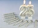KERZEN-SET MIT DER ZAHL 25 SILBER HOCHZEIT GEBURTSTAG