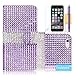 iPhone 6 Case, iPhone 6 Wallet Case, Tradekmk(TM) Brand New PU Leather Ladies' Purse Wallet Case Stand Phone Cover[Bling Rhinestone Design] Compatible with Apple iPhone 6(4.7)[+Stylus+Screen Protector+Cleaning Cloth]-(Purple)