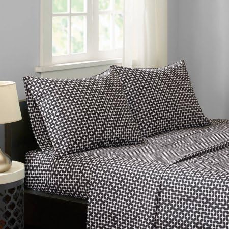 Home Essence Apartment Print Microfiber Sheet Set, Queen, Black