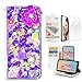 STENES Bling Wallet Case Compatible with iPhone 7 Plus/iPhone 8 Plus, 3D Handmade Rose Butterfly Flowers Floral Design Leather Case with Wrist Strap & Screen Protector [2 Pack] - Purple