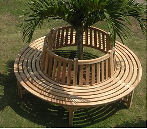 Trendy-Home24 komplette volle Baumbank aus Teakholz Massivholz Holzbank