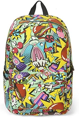 Bromeo® Teens Girl Cute Cartoon Graffiti Style Casual Backpack / School Bag 4 Colors - Hamburger