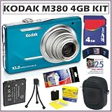 Kodak EasyShare M380 10MP Digital Camera in Teal + 4GB Deluxe Accessory Kit