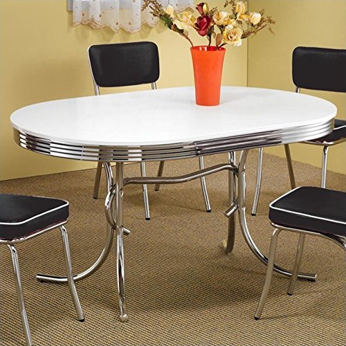 Coaster 50's Retro Nostalgic Style Oval Dining Table, Chrome Plated