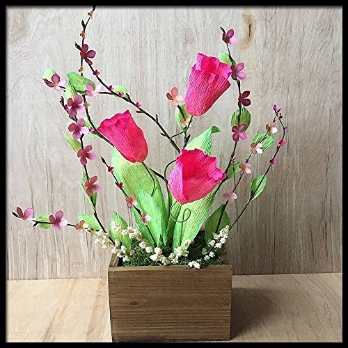 Crepe Paper Flower Arrangement, Handmade Tulips