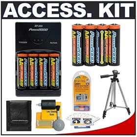 Deluxe Accessory Kit with Charger and 8 AA Rechargeable Batteries + Tripod + Cameta Bonus... by Deluxe