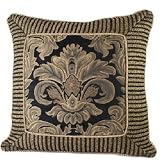 Elegant Decorative Pillow / Cushion Cover 18"x18" - Black Big Jacquard
