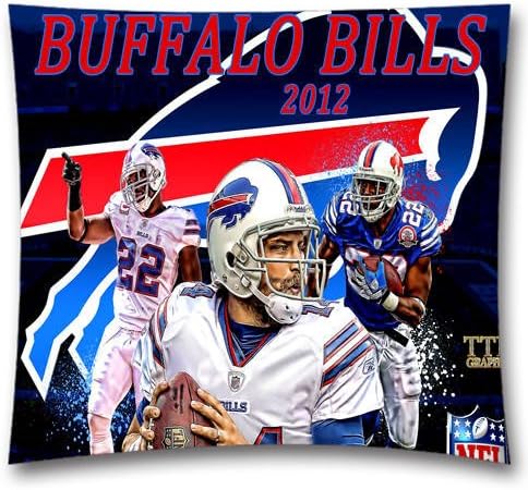 AM Personalized NFL Buffalo Bills Teams Cotton Square Decorative Throw Pillow Covers for Couch Sofa and Bed 18x18 Inch (45x45 cm) Footbal Theme 278