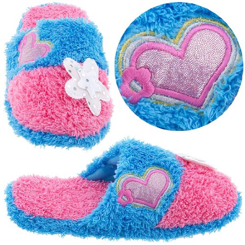 Pink and Blue Heart Bedroom Slippers for Ladies