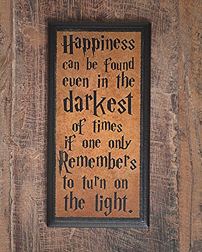 11.75″ x 5″ Quote from Harry Potter on a Plaque..Happiness (brown)