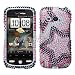 SPARKLING PINK WITH BLACK AND HOT PINK TWIN STAR FULL DIAMOND RHINESTONE SNAP ON HARD SKIN FACEPLATE BLING COVER CASE FOR HTC DROID ERIS 6200