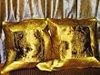 2 Floral Silk Toss Pillow Covers Light Gold Yellow Sari Cushion Covers 16