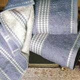 Armani International, Faccia dei colori, Luxury European Towels-Set, Bi-face (Off Blue-White) 3-pc