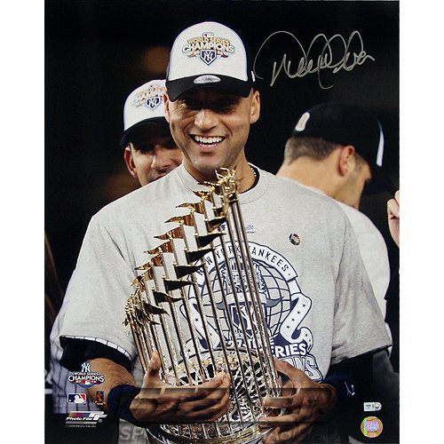 Steiner Sports MLB New York Yankees Derek Jeter with 2009 World Series Trophy 16 x 20-inch Photo