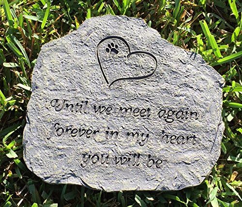 Dog Pet Memory Stone Heart Paw Print Until We Meet Again Forever In My Heart You Will Be Bereavement Memorial Gift