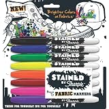 Stained by Sharpie Brush Tip Fabric Markers, 8 Colored Markers (1779005)