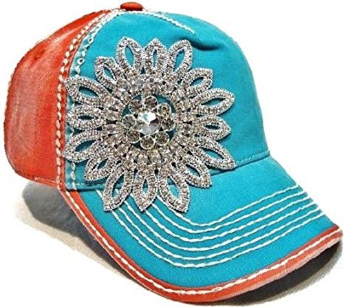Women's Olive & Pique Large Rhinestone Flower Two-Tone Ball Cap
