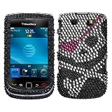 BlackBerry Torch 9800 Skull Diamond Crystal Snap-On Hard Cover Case + Bonus 5.5″ Baby Blue Phone Cleaning Cloth