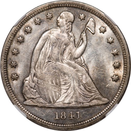 1841 $1 NGC MS61 Seated Liberty Silver Dollar No Motto-image