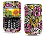Blackberry 8520 / 8530 Curve Full Diamond Green w/ Hot Pink Hawaii Flower Phone Protector Cover Case