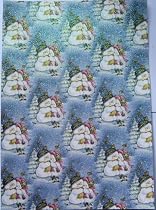 A4 sheet of printed and glittered card for cardmaking & craft - Christmas snowman