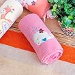 [White Whale - Pink] Embroidered Applique Coral Fleece Baby Throw Blanket (29.5 by 39.4 inches)