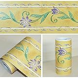 LoveFaye 紫朝顔花自己接着壁紙ボーダーズ家庭装飾品 DIY 簡単 貼付シール 防水